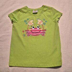 Hanna Andersson girls size 130 or 8 lime green crab design shirt VGUC